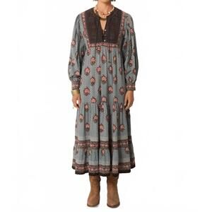 Maison Hotel water lillies allegra dress in cerulean mist